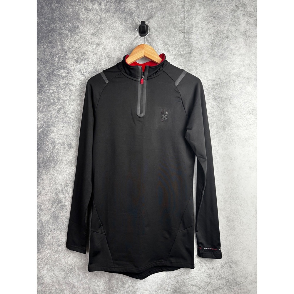 Spyder Active Men's 1/4 Zip Long Sleeve Performance Pullover in Black Size Small